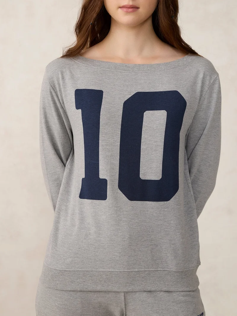 Outzidr  Grey Broad Neck Sweatshirt And Bottom Co-Ord for Women | Best Price UAE